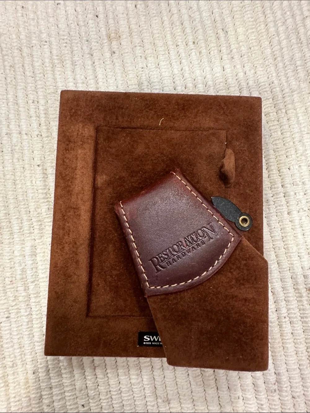 Restoration Hardware Brown Suede and Leather Photo Frame